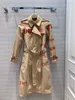 Damskie okopy projektantki Bur Spring Cotton Polo kołnierz z kapturem brązowy regularny panel solidny prosty w stylu rurki