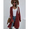 Chandails pour femmes Long Cardigan couleur unie européen et américain tricoté mode pull d'extérieur femme 231201