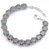 Hela - 925 Sterling Silver Handgjorda multi äkta runda Frie Rainbow Mystic Topaz Lady Chain Armelets275f