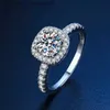 Pierścienie zespołowe Real Moissanite 925 Srebrny pierścień dla kobiet kwadratowy runda 1ct 2ct 3ct genialny diamentowy palec biżuteria