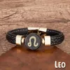 Kedja 12 Constellations Zodiac Sign Armband Black Leather Natural Stone Men Arms Aries Leo Horoscope Jewelry Christmas Gifts 231130