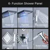 Bathroom Shower Heads LED Light Waterfall Rain Panel Bath Faucet Column System 3 Handles 6 function Mixers with Bidet Sprayer 231130