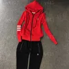 Designer Femmes Survêtement Ensemble Femmes Sweatsuits Blanc Rayé Décoratif À Manches Longues Veste Et Pantalon Pantalon Noir 2 Pièces Ensemble Femmes Sweatsuits Vêtements