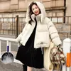 Casaco para baixo 2023 coreano inverno adolescente menina jaqueta elementar com capuz à prova de vento quente parka escola engrossar topos