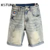 Sommer Kurze Jeans Männer Denim Hellblau Vintage Stretch Lose Fit Knielange Hosen S Kleidung Streetwear Shorts Jungen