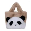 Kvällspåsar panda plysch kvinnors väska liten päls messenger y2k eko koreanska satchels mjuk pälsa axelkorskedjor fluffiga handväskor
