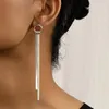 Stud Earrings Long Chain Exquisite Smooth Jewelry Women Trend Personality Fashion Wedding Party Gifts Geometric Gold Color RG0138