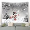 Tapestries Snowman Christmas Tapestry Winter Pine Tree Snowflake Birds Forest Park Landscape Xmas Wall Hanging Home Living Room Decor Mural 231201