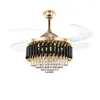 Modern LED Luxury Gold Contemporary Folding Crystal Ceiling Fans With Lights Remote Control Ventilador Teto Techo Home Fan Lamp