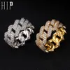 Hip Hop lodowe bling urok kubański pierścionek z poduszki męski Złoty Kolor Pierścień Cuubic Zirkonia For Men Kobiet Biżuteria Y0122340p