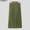 Men's Pants Men Casual Skirts Solid Color Pleated Zipper Loose Trousers Personality Streetwear Leisure Fashion Men Skirts S-5XL INCERUN 231130