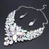 New Luxury Indian Bridal Jewelry Sets Wedding Party Costume Jewellery Womens Fashion Gifts Flower Crystal Necklace Earrings Sets 2227e