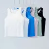 Lu Align Lemon Yoga Ebb till gatan kvinnlig kamisol Kvinnor Fitness Crop Ribbed Croped Racerback Summer Breatble Tank Top med bröstkuddsgravare