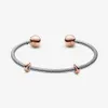 100 ٪ 925 Sterling Silver Rose Gold Moments Snake Chain Style Open Bangle Fashion Consigning Jewelry Aceessories Making For291y