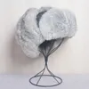 Sombreros de trampero Rusia invierno sombrero de piel real hombres al aire libre a prueba de viento súper cálido piel de conejo real bombardero sombreros naturales suaves gorras de piel de conejo natural 231201