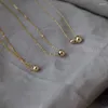 Chaînes 925 Sterling Silver Plaqué 14K Gold Lucky Perles Collier Spécial Intérêt Design Entrée Lux Gold Bean Clavicule Chaîne pour les femmes