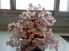 Estatuetas decorativas 7 Polegada Feng Shui Rosa Rosa Cristal Natural Pedra Gema Árvore/atacado 310-400g