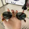 CHE'S Fashion Роскошные дизайнерские солнцезащитные очки для женщин и мужчин, овальные солнцезащитные очки, такие же, как у Lisa Triomphe, пляжные уличные фото, маленькие солнцезащитные очки в металлической полной оправе с подарочной коробкой