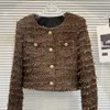 Vestes pour femmes hiver style parfumé bouton en métal épais tweed coton manteau court femmes café femme laine de haute qualité