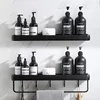 Bathroom Shelves Nordic Black Aluminum Shelf Shampoo Holder Towel Hanger Storage Rack Hardware Space Shower Room Accessory 231130