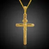 Klassieke sieraden Jesus Cross hanger 18k geel goud gevuld kruisbeeld hanger Chain281D