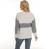 Kadın Sweaters Yuvarlak Boyun Moda Patchwork Uzun Kollu Örgü Sweater Küleyler Kadınlar için