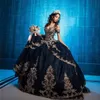 Emerald Black Crystal Sequined Ball -klänning Quinceanera klänningar från axel älskling 3d blommor ruffles korsett söta 15 vestidos de anos yd 328 328