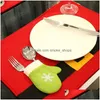 Juldekorationer Creative Table Set Santa Claus Costume Placemat Mats Home Cafe Decoration ZA3882 Drop Delivery Garden Festive Dhixg