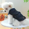 Hundkläder Cat Denim Jacket Fashion Jacket Blue Coat Vest For Pet Puppy Taddy Schnauzer Spunautumn kläder 231201