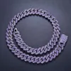15mm Iced Cuban Link Prong Chain 2 Row Purple Cz Diamond Cubic Zirconia Hiphop Jewelry 16inch-24 tum Choker Necklace2435
