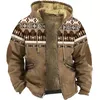 Men's Hoodies Zipper Winter Fleece Parka Coats Ethnic Tribal Graphics Jacket Sweatshirts Outerwear Daily Hooded Zip-up Overcoats