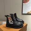Brand designer Kids boots leather baby shoes size 26-35 high quality martens Including box Elastic band toddler sneakers Nov25
