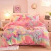 Conjuntos de cama Super Shaggy Coral Fleece Quente Cozy Princesa Bedding Set Mink Velvet Quilt / Duvet Cover Set Cama Consolador Cobertor Fronhas 231130