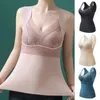 Camisoles tanques cinta elástica colete renda quente para mulher dupla face espessada sem costura roupa interior térmica inverno