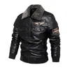 Mens Leather Faux Autumn and Winter Brodery Original Moto Biker Coat Jacket Motorcykelstil Casual varm överrock 231201