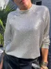 T-shirts Femmes Glittering Manches Longues Argent Tops Femmes Lâche Basic O-Cou Casual Pulls 2023 Automne Mode Femme Streetwear T-shirt