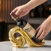 Dekorativa föremål Figurer Harts Vinflaskhållare Statue Creative Simple Spiral Wine Decorative Storage Organizer Tablett Vinställ för hemkök 231201