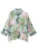 Damenblusen 2023 Bazaleas Store Grünes, lockeres Hemd mit Blumendruck, Trf-Knopfbluse, schicke Blusas-Oberteile, offizielle Kleidung
