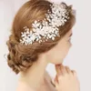 Queenco Silver Floral Bridalヘッドピースティアラウェディングヘアアクセサリーヘアバインハンドメイドヘッドバンドジュエリーfor Bride309a