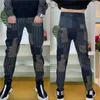 Мужские брюки осень-зима корейская мода спортивные штаны повседневные брюки мужские эластичные талии полная длина клетчатые шаровары с шестью карманами брюки для бега Q231201
