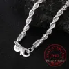 Chaîne en corde pour hommes, largeur réelle 100% en argent Sterling 925, mode unisexe, cadeau de mariage, collier, bijoux dz Chains3125