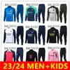 Barn 23/24 Fotbollsspåren Barcelona Soccer Training Suit 2023 2024 Sportswear Real Madrids Survetement Foot Jogging Set