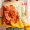 Kobiety damskie 4xlcandy vintage dzianiny swetry kobiety Top Jesień i Witnter Elegancki zaawansowany luźne luźne 2023 3D Flower Pullover Ubranie