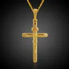 Klassieke sieraden Jesus Cross hanger 18k geel goud gevuld kruisbeeld hanger Chain281D