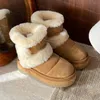 디자이너 클래식 Chillapeak Boots Australia Ultra Mini Boot Chestnut Sheepskin Slip-on 스웨이드 모피 겨울 눈 덮인 신발 여성 발목 부츠