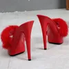 Slippers Women Club Rabbit Hair Special High Heels And Sexy Black Waterproof Platform Highheels Sandals Female LFD 231130