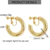 Stud 30mm Medium Smooth Circle Hoop Clip Earrings For Women Vintage Fashion Statement Golden Non Pierced Earrings Party Jewelry 2023 J240513