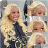 Synthetic Wigs Brazilian Hair 613 Honey Blonde Color 13X4 Hd Transparent Lace Frontal Body Wave 30 Inch Front Wig For Women Drop Deliv Dhp8L