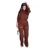 Women's Two Piece Pants American Fashion O-Neck Long-Sleeved Sweatshirts And Hollow Out Trousers Beach Vacation Sexy Bohemian Suit