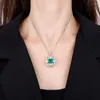 Pendant Necklaces EYIKA Luxury Vintage Green Fusion Stone Zircon Hollow Flower Necklace Women Square Orange Pink Crystal Colar Jewelry